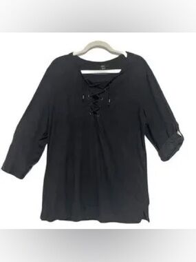 Intro ♥️ Navy Blue Lace-Up Tunic Top SZ L